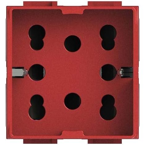 Prise Multistandard 1 Schuko ou 2 Bipasso Compatible avec Bticino Livinglight, 250 V, Rouge, 4B.LR.H21 (1/5)