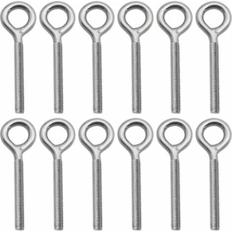 Lot de 12 Boulons à Anneau M6 x 70mm en Acier Inoxydable 304 - Tiges Filetées à Anneau Comme Pièces de Fixation Idéal pour Suspension les Articles dans la Maison les Jardins ou les Industries (1/5)