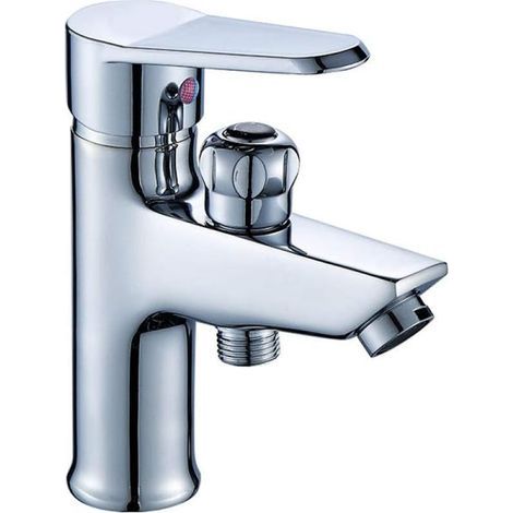 Robinet lavabo cascade en cuivre - mitigeur mono-trou eau chaude/froide, design élégant (1/5)