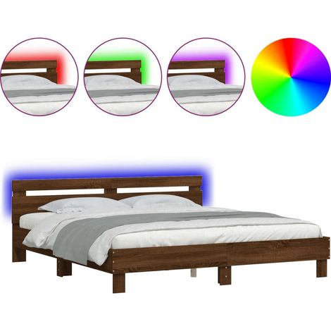 Maison Exclusive - Estructura de cama cabecero y luces LED marrón