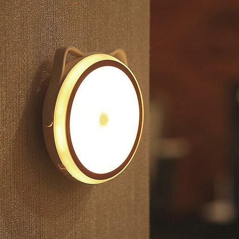 Kids LED Night Light with Motion Sensor and Light Sensor, USB Rechargeable Self-adhesive Wall Mounted Night Lamp for Baby Room, Living Room（600mah）