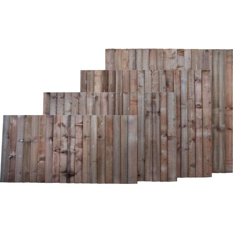 Closeboard / Feather Edge Fence Panel 2ft (width 6ft (1828mm) x height 61cm) with capping Brown