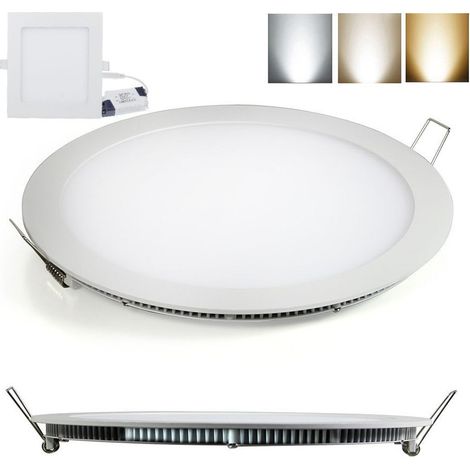 Trade Shop - 18W ULTRA SLIM SQUARE EINBAU-LED-SPOTLIGHT MIT FEDER UND LED-TREIBER 22,5CM - Rund