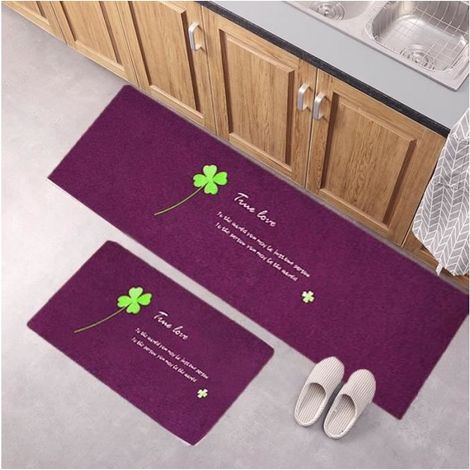 Tapis De Cuisine Une Piece Absorbant De L'eau Antidérapant Imprimé 45 X 70 Cm-SYC-Violet