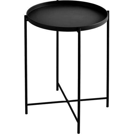 tavolino salotto "frosty" in metallo nero, ø38 cm