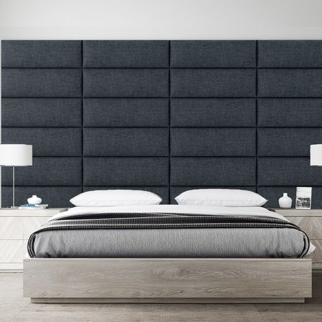 Panneau décoratif tête de Lit - Mur Capitonné Vant - Tissu Bleu 91cm (1/5)