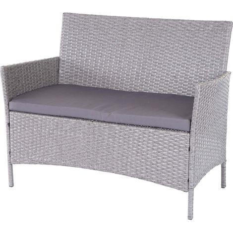 Divano sofa esterno giardino 2 posti Halden 106cm polyrattan grigio con cuscino antracite