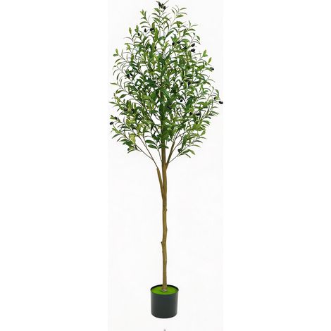 Künstlicher Olivenbaum, 180cm Künstliche Pflanzen Groß, Olivenbaum Künstlich mit Früchte & Seide Blätter wie Echt mit Topf, UV-beständig Fake Tropische Plastik Pflanze für Wohnzimmer Schlafzimmer Büro (1/5)