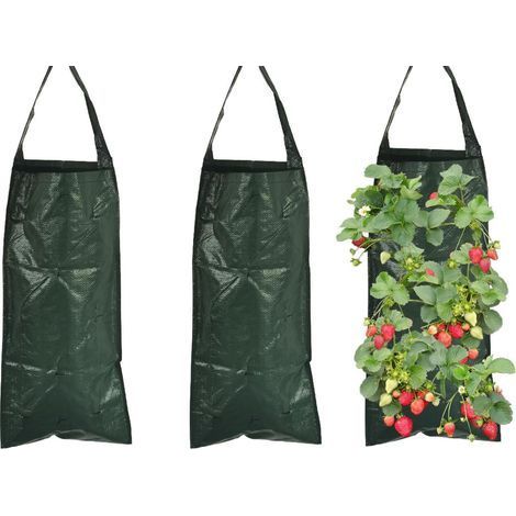 3 Sacs De Culture, 10 Trous Respirants, Poignées Robustes, Pour Fraises Et Tomates, Jardinage Vertical (1/5)