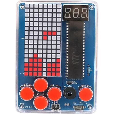 DIY Game Console Kit Electronic Kit Manual Console Game Welding Toys Set Welding Parts DIY Bracket for /Snake/Airplane/Racing (Red Game Console DIY Kit) (1/5)