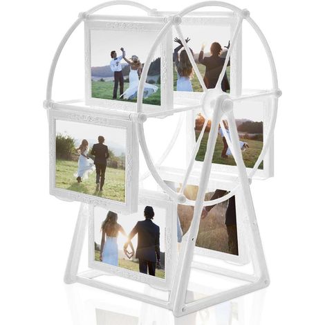 Familienfotorahmen, Riesenrad-Design - drehbarer Fotorahmen in Form einer Windmühle, Geschenk - abnehmbarer Fotorahmen in Form eines Riesenrads, weiß.