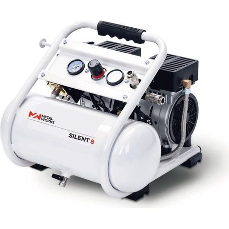 Compresor Silent 8, silencioso, sin aceite, 8l. Metalworks 458800908 (1/5)