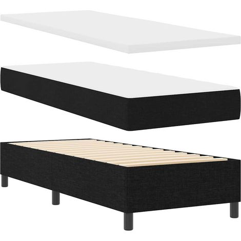 vidaXL Lit Ă ressorts avec coussin Noir 200 x 80 cm tissu (1/5)
