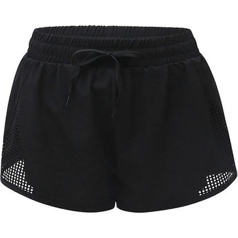 Fitness-Laufshorts, leichte, schnelltrocknende, doppellagige Shorts, atmungsaktive Sportbekleidung, Dreipunkt-Sport-Trainingsshorts, Schwarz, Größe S (1/5)