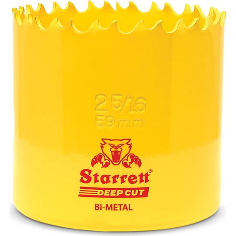 Starrett Sega a tazza per taglio profondo, DCH0256, bimetallica resistente, con denti extra in cobalto HSS, per metalli, legno, ghisa, fibra di vetro, materie plastiche, 59 mm (1/4)