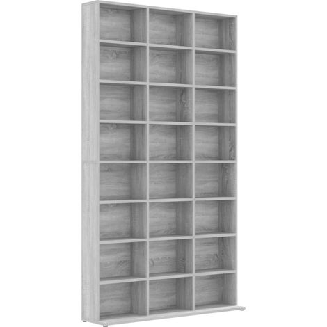 Estante de CD madera contrachapada gris Sonoma 102x23x177,5 cm vidaXL