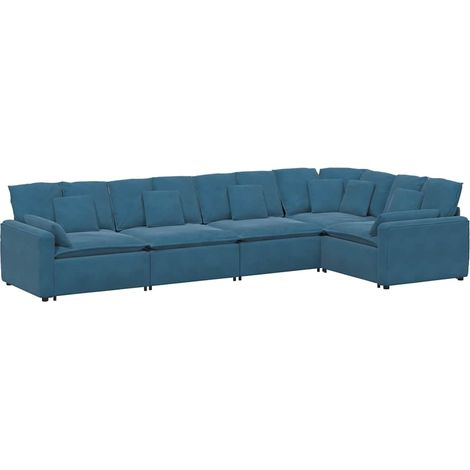Divano Modulare con Cuscini in Velluto Blu vidaXL (1/5)