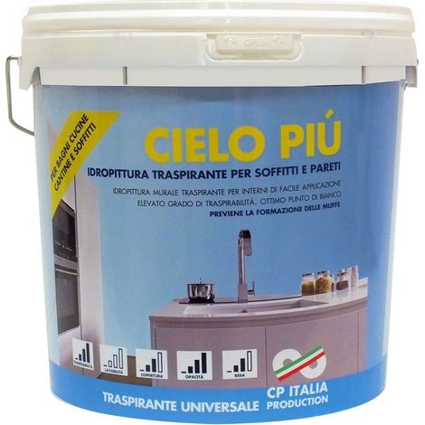 Vernice idropittura traspirante semilavabile 'cielo più' lt.14 bianco opaco - Salone