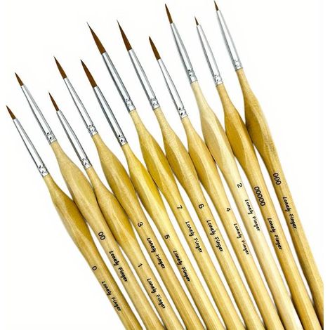 Ensemble de 11 pinceaux miniatures de précision, micro-pinceaux professionnels avec manche ergonomique pour acrylique, huile et aquarelle (1/4)