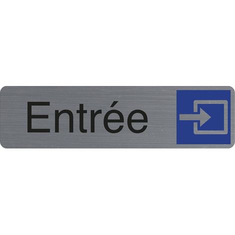 Plaque de signalisation - EXACOMPTA - Entrée - Aluminium brossé - Auto-adhésif - 165 x 44 mm