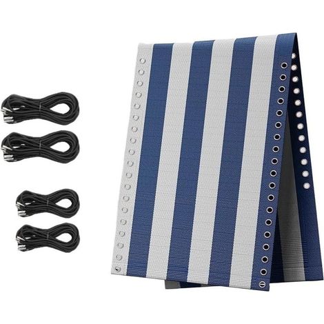Tissu de rechange solide pour fauteuil inclinable - 160 x 43 cm - En textilène - Pour transats de terrasse, cour et salon - Rayures bleues (1/5)