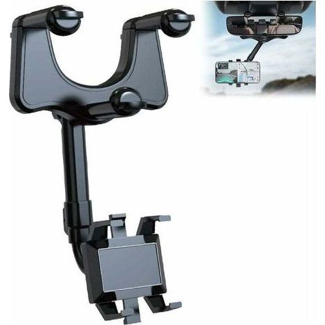 Support Telephone Voiture Retroviseur, 360°Rotatif Rétractable Support Smartphone Voiture, Support Portable Voiture pour Smartphone de 4 à 6,7 Pouces (1/4)