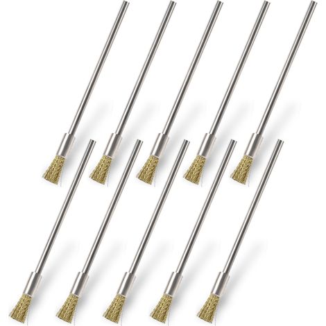 Lot de 10 brosses métalliques en acier inoxydable pour perceuse - Brosse métallique - 3 mm - Petite brosse métallique - Perceuse pour le nettoyage (1/5)