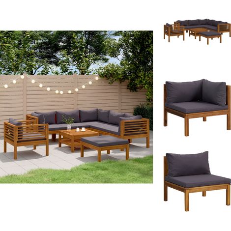 Gartenmöbel-Sets - Living 8-tlg. Garten-Lounge-Set mit Auflage Massivholz Akazie (1/5)