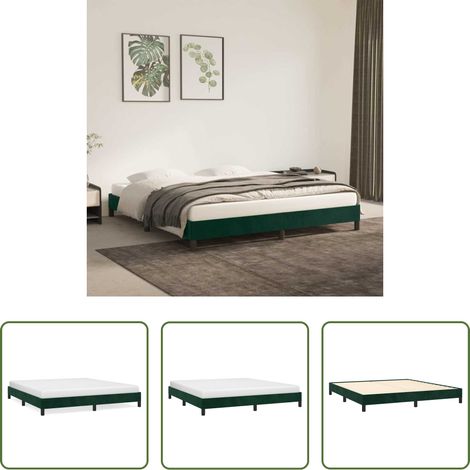 Cadre de lit - Cadre de lit sans matelas vert foncé 180x200 cm velours (1/5)