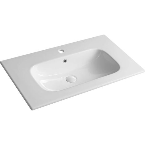 Sapho Sanovit Piedra - Lavabo da mobile 81x47 cm, con troppopieno e foro per miscelatore, bianco 43081