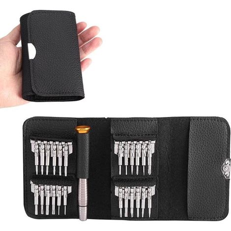 Jeu de tournevis 25 en 1, Jeu de tournevis de précision, Trousse à outils de réparation, pour PC, Lunettes, Téléphone mobile, Ordinateur portable, Montre (acier allié) (1/5)