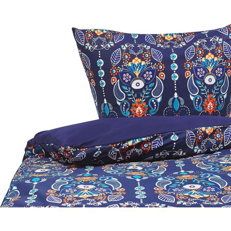 Duvet Cover Set MADRONA Sateen Cotton 135 x 200 cm Dark Blue