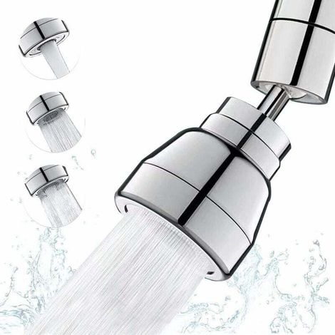 3-Mode Kitchen Faucet Sprayer - 360 Degree Kitchen Sink Sprayer Head, Water Saving Adapter for Faucet, FM22/M24 (Silver) (1/4)
