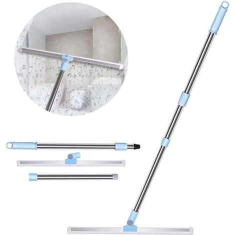SABIR-Grattoir de sol de 50 cm, grattoir de sol télescopique de 43,5 à 130 cm, nettoyeur de vitres, grattoir de douche robuste avec manche télescopique (1/4)