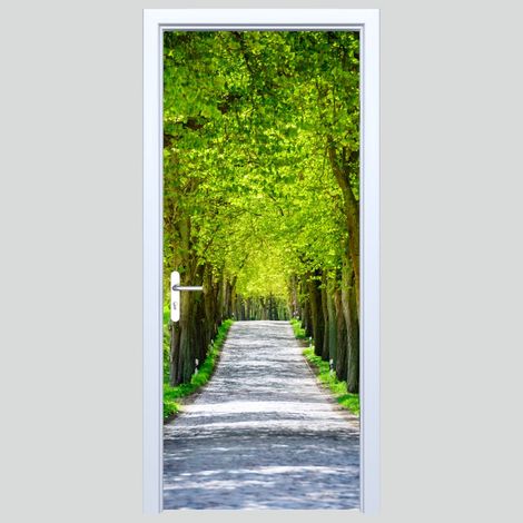 Adhesivo de tela para puerta - camino entre árboles 104PD