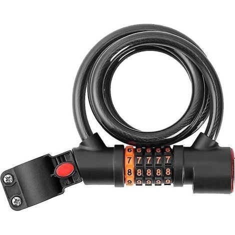Bicycle Cable Lock with 5 Digit Code and Password, Coiled Security Lock with Taillight (1/3)