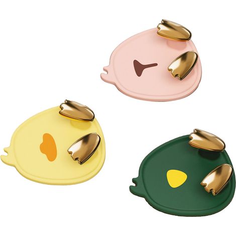 Crochets muraux multi-usages, couleurs assorties, motif dessin animé, gain de place, pour porte de cuisine ou de salle de bain (lot de 3). (1/5)