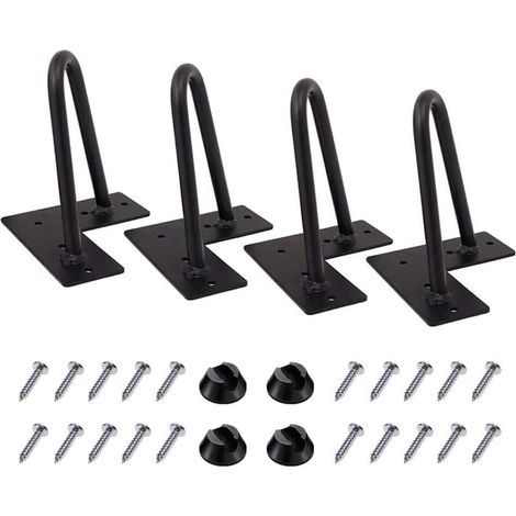 Haarnadelbeine, 15 cm lang, DIY-Möbel-Tischbeine aus Metall, perfekt für Schränke, Kleiderschränke, TV-Schränke, Schubladen, Nachttische, 10 mm Durchmesser, satiniert schwarz, zweistielig