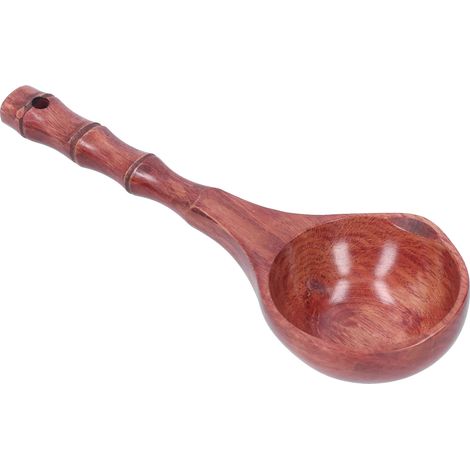 Cuillère à soupe en bois résistante à l'usure, cuillère à porridge, cuillère à soupe avec trou de suspension pour la cuisine domestique (1/5)