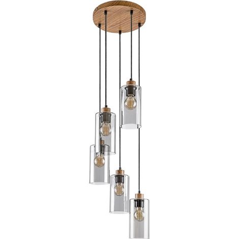 Lampada sospesa in metallo in metallo in vetro in vetro colorato E27 5 x max, 25 W: 150 cm Ø10 cm Dimmabile (1/5)