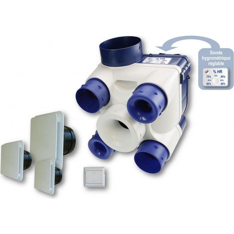 Soler Et Palau – Kit VMC simple flux auto réglable 603116 – Sonde hygrométrique 60-90% HR – Débit max 200m³/h – Installation facile Twist et Easyfix (1/2)
