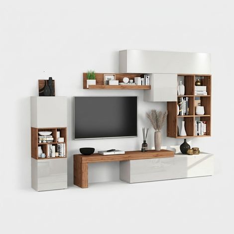 Mueble de salón modular moderno 3 piezas Murek - Blanco (1/5)