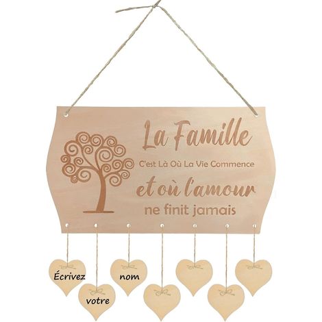 Plaque Murale décorations murales Plaque Bois personnalisé nom de Famille,enseignes décoratifs Amis-Idée Cadeau Nouvelle Maison, Mariage, Grands-Parents (1/5)