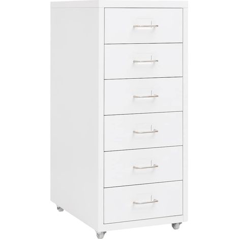 Classeur mobile Meuble de Rangement - Armoire De Bureau Blanc 28x41x69 cm Métal BV368461 - BonneVie (1/5)
