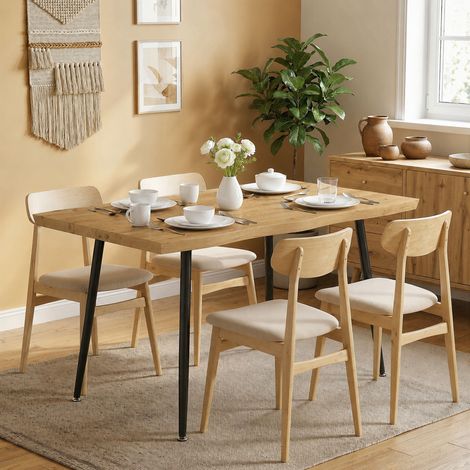 Tavolo da pranzo per 4 persone, 110 x 70 x 75 cm, tavolo da cucina rettangolare, piano spesso effetto legno, rovere (1/5)