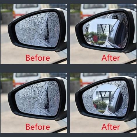 Film Impermeable Pour Retroviseur - 95x95 mm à 175x200 mm - Protection Pluie Anti-buée - Pour Retroviseur Latéral Voiture - 4 Pièces (1/4)