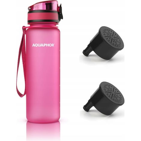 Bouteille filtrante Aquaphor City 500 ml + 2 filtres, rose (1/5)