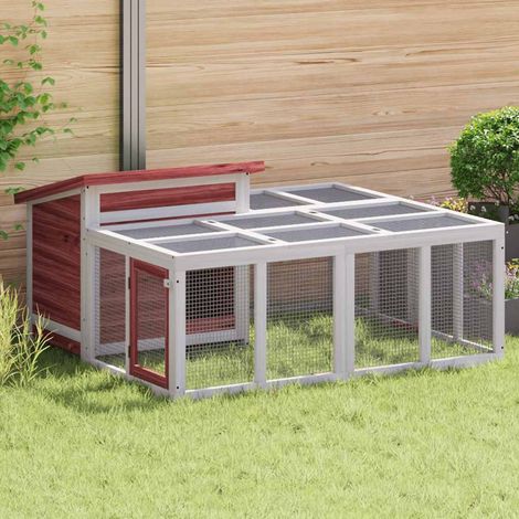 Kaninchenstall Mokka 144x123x67,5 cm Massivholz Kiefer