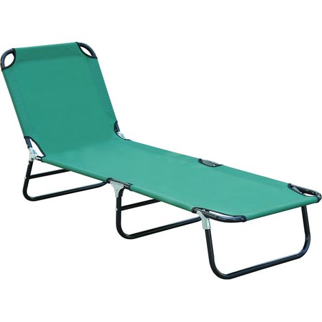 easycomfort sdraio da giardino pieghevole con schienale reclinabile su 4 posizioni, 190x56x28cm, verde (1/5)