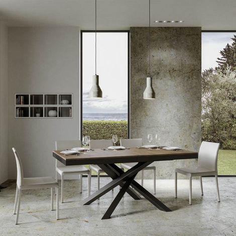 Tavolo allungabile 180/284x90 cm Volantis Evolution noce telaio e gambe antracite